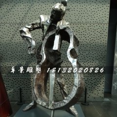 拉大提琴雕塑，不銹鋼景觀(guān)雕塑