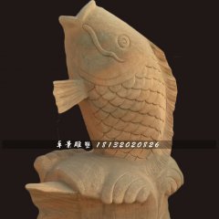 石雕魚，晚霞紅噴水魚石雕