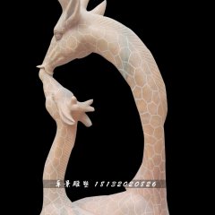 母子鹿石雕，公園親嘴鹿石雕
