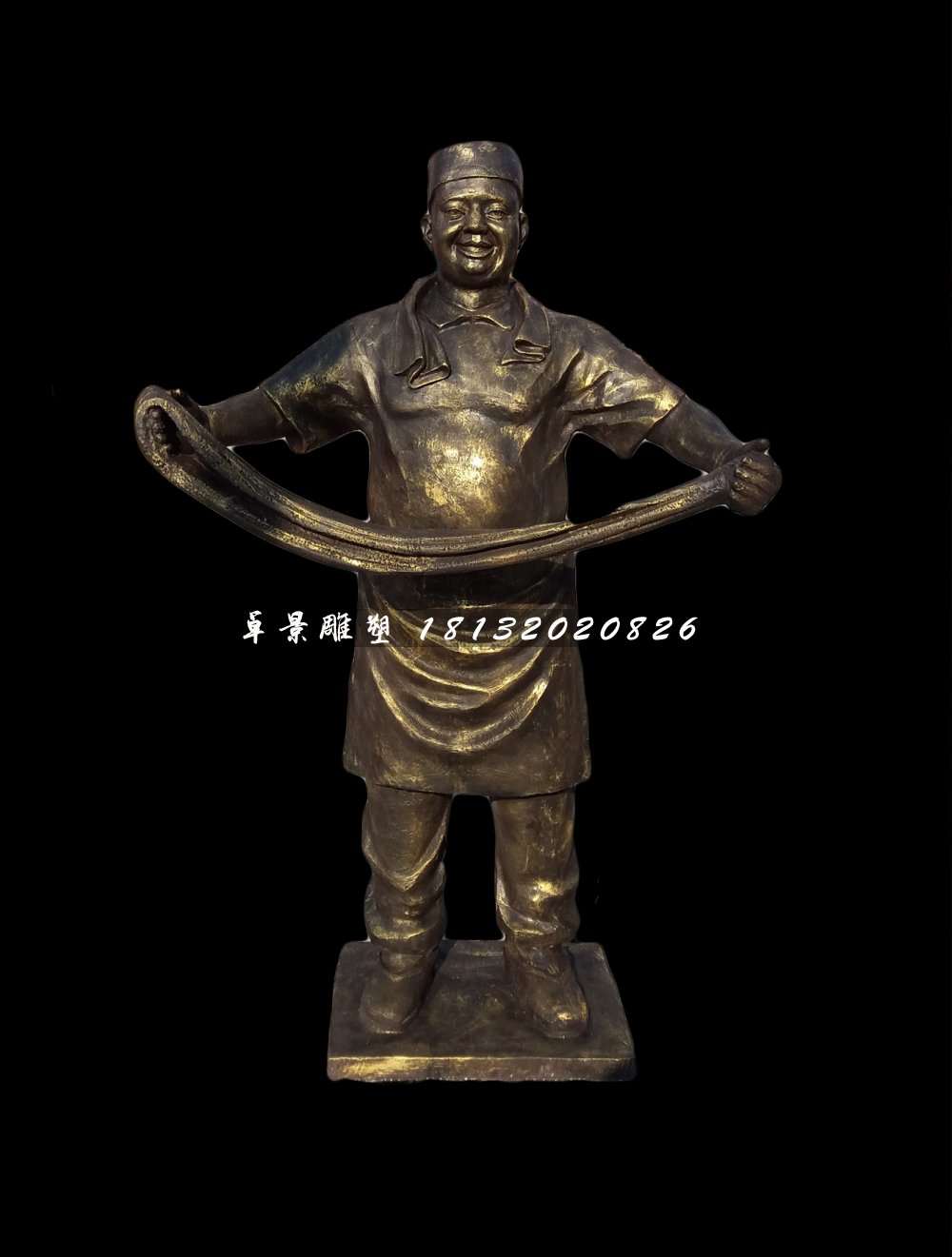 拉面雕塑，玻璃鋼仿銅人物雕塑 (2)