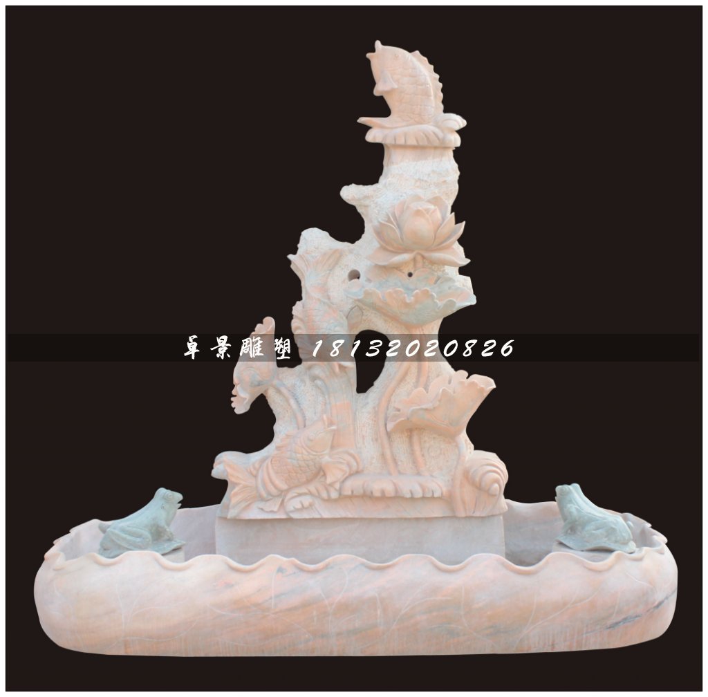 石雕噴泉，連年有魚(yú)石雕噴泉