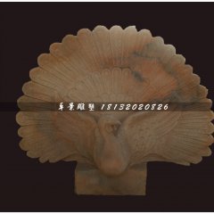 孔雀開屏石雕，晚霞紅動(dòng)物石雕