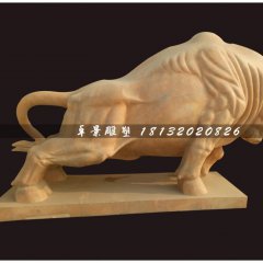 開(kāi)荒牛石雕，晚霞紅石雕牛