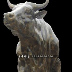 開(kāi)荒牛雕塑，玻璃鋼仿銅牛雕塑