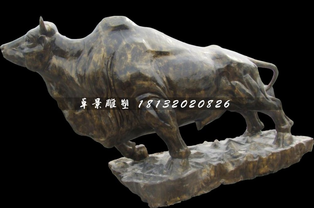 開荒牛雕塑，玻璃鋼仿銅牛雕塑 (2)