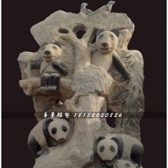 大熊貓石雕，公園動物石雕