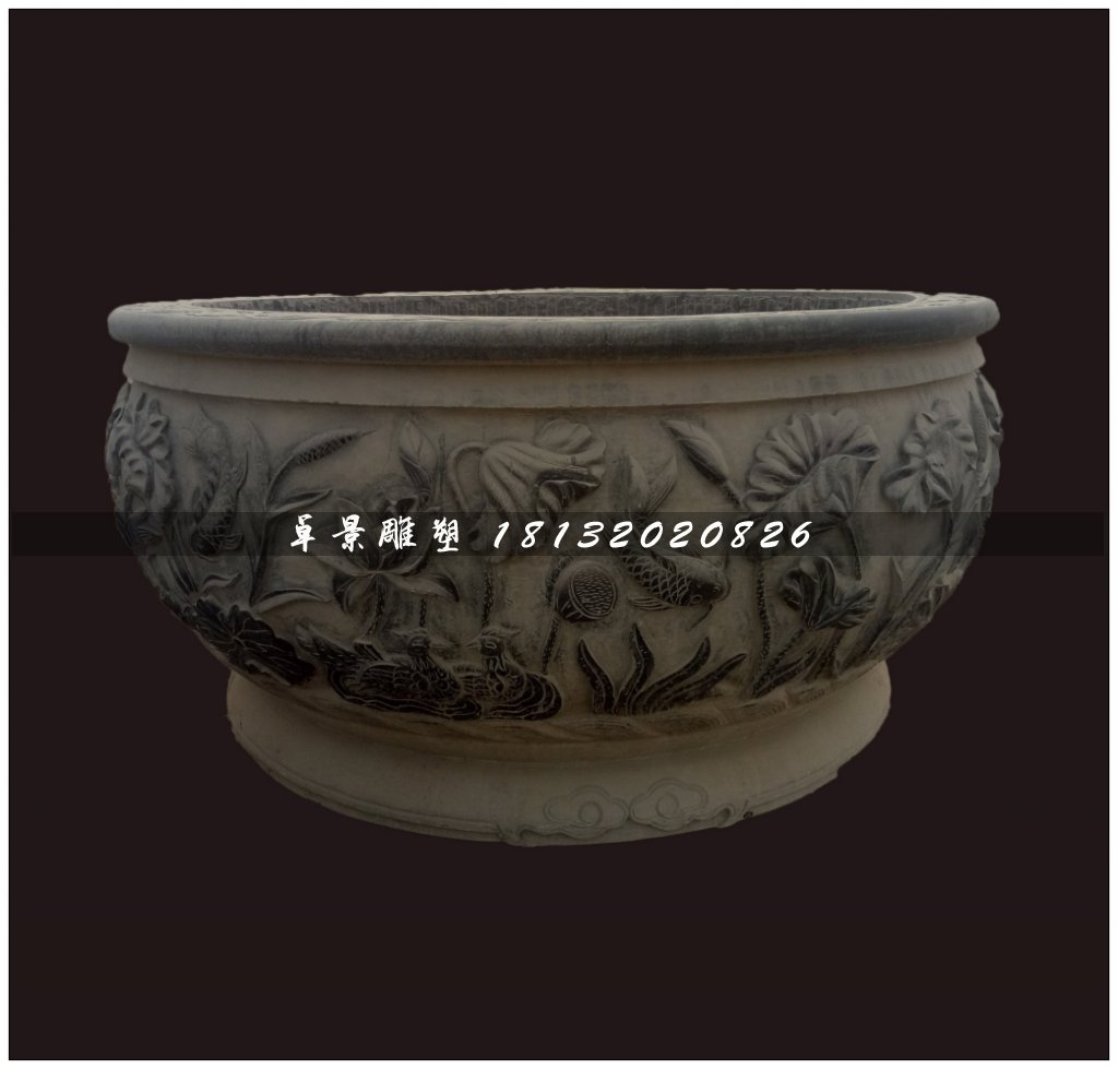 仿古水缸，青石水缸雕塑