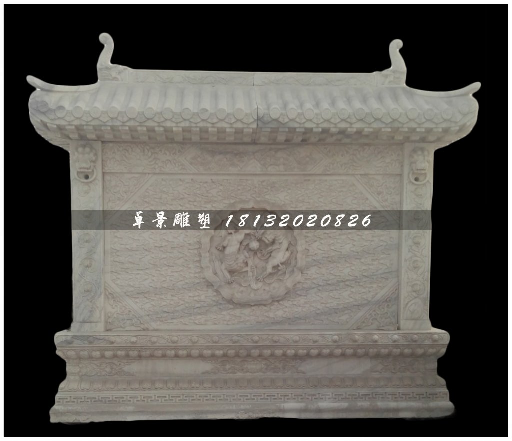 大理石影壁雕塑，仿古石影墻 (2)