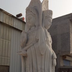 三面觀音石雕，立式觀音石雕