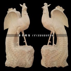 晚霞紅鳳凰石雕，古代神獸石雕