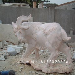 石雕山羊雕塑，公園動(dòng)物石雕