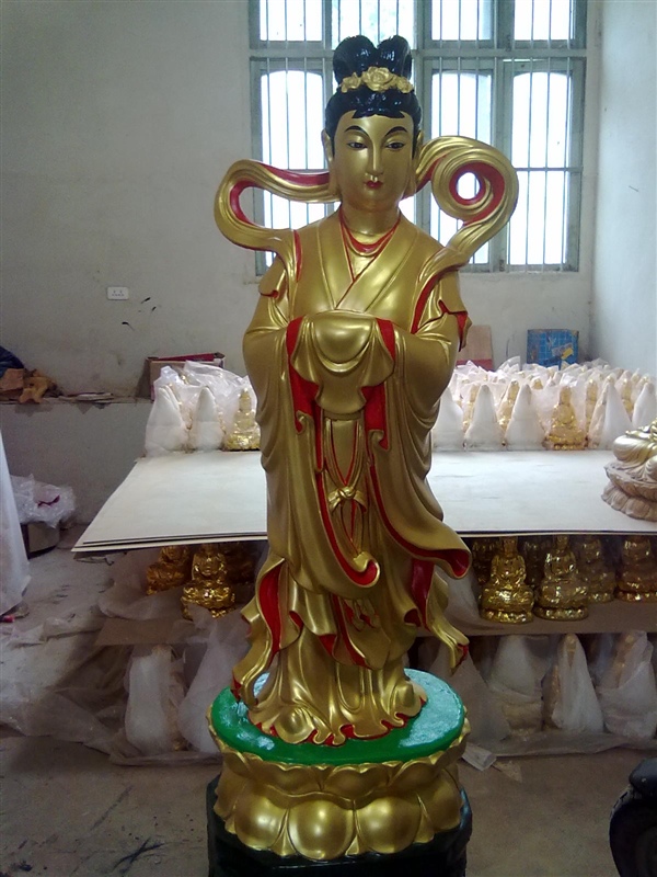 龍女雕塑，玻璃鋼仿銅神仙雕塑