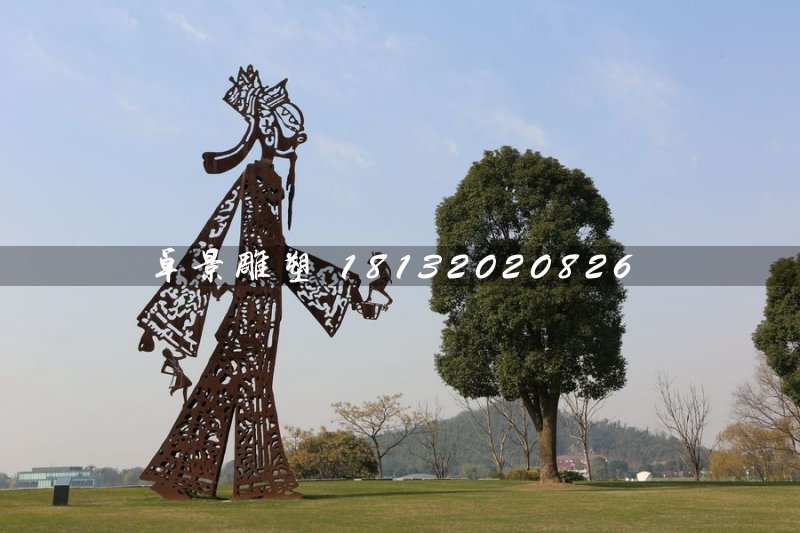 皮影雕塑，公園不銹鋼皮影雕塑