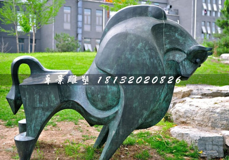 青銅牛，公園抽象動(dòng)物雕塑