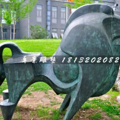 青銅牛，公園抽象動(dòng)物雕塑