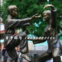 練太極銅雕，公園人物銅雕