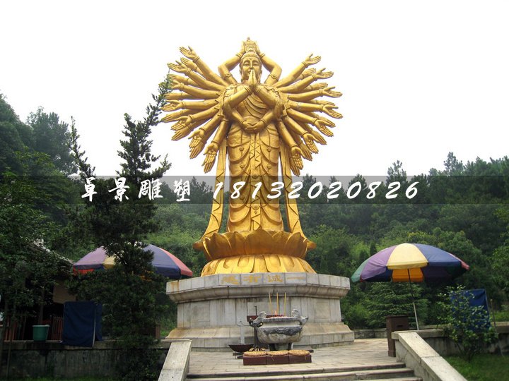 千手觀音銅雕，立式銅觀音