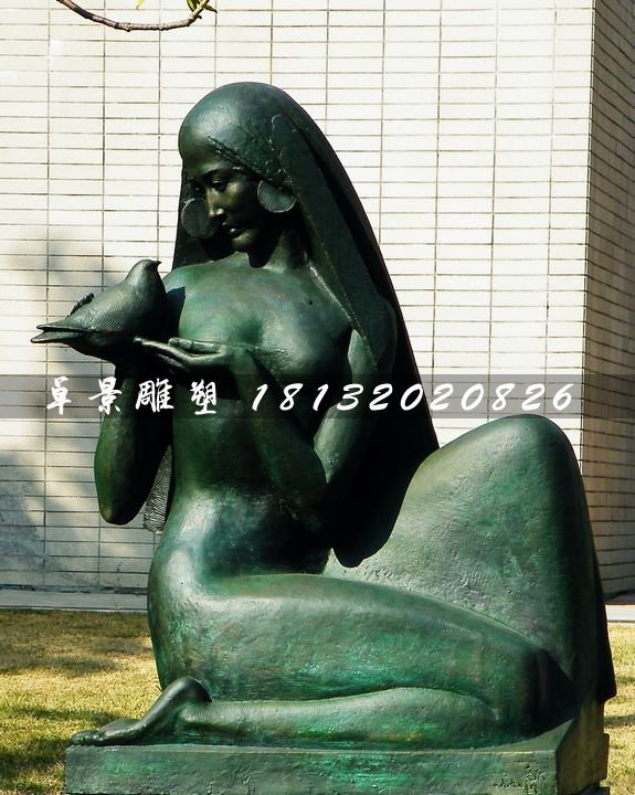 和平少女銅雕，青銅人物雕塑