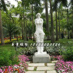 清風(fēng)石雕，公園少女石雕