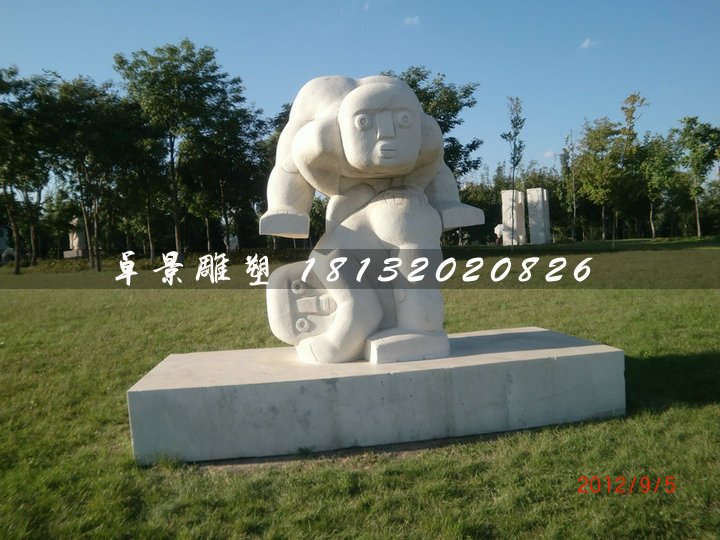 跳山羊石雕,公園抽象小孩石雕