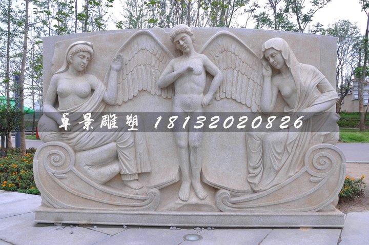 天使石浮雕，公園石浮雕