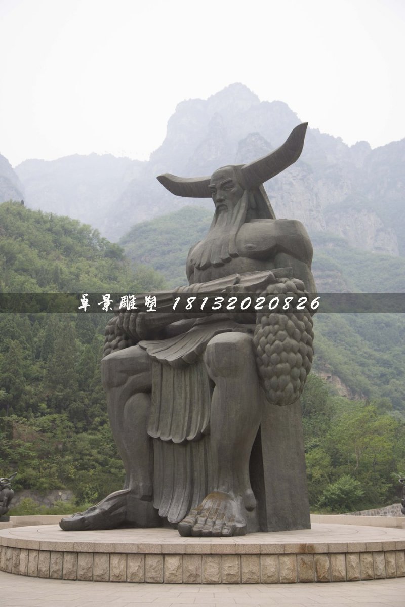 神農(nóng)雕塑，神話人物銅雕