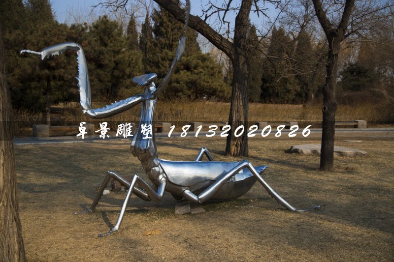 不銹鋼螳螂雕塑，昆蟲雕塑
