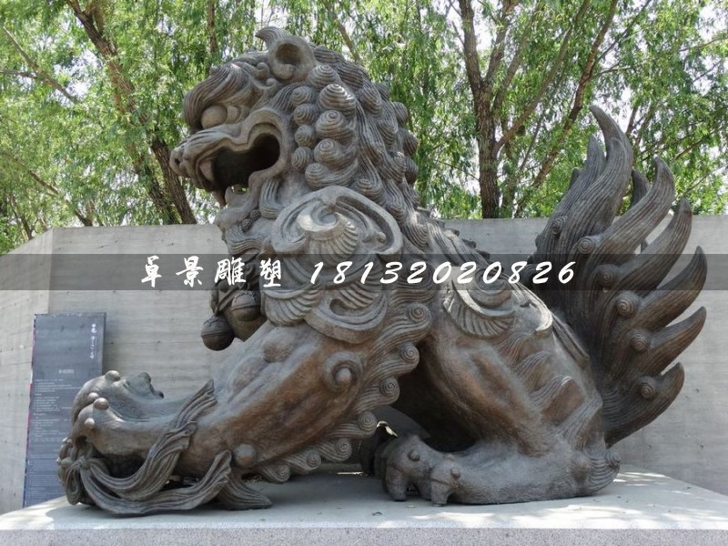 大型銅獅子，戲球獅銅雕 (1)