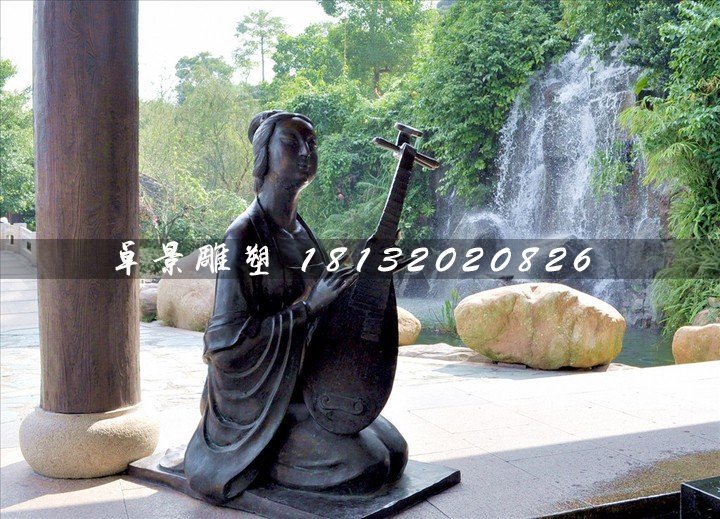 古代樂妓雕塑，公園人物銅雕 (1)