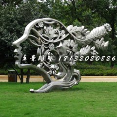 不銹鋼美女頭像雕塑，公園景觀雕塑