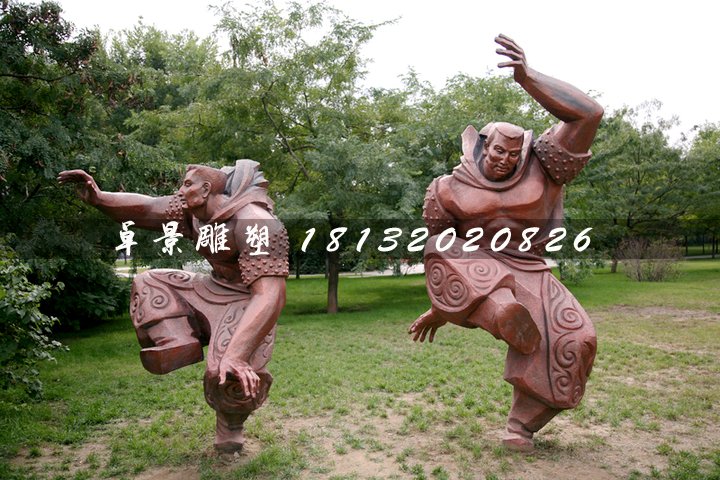 摔跤大漢銅雕，公園鍛銅人物雕塑