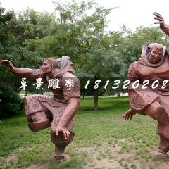摔跤大漢銅雕，公園鍛銅人物雕塑