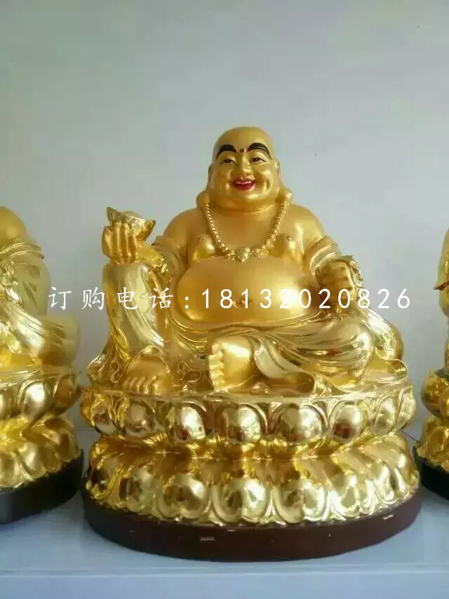 彌勒佛雕塑，玻璃鋼貼金佛像