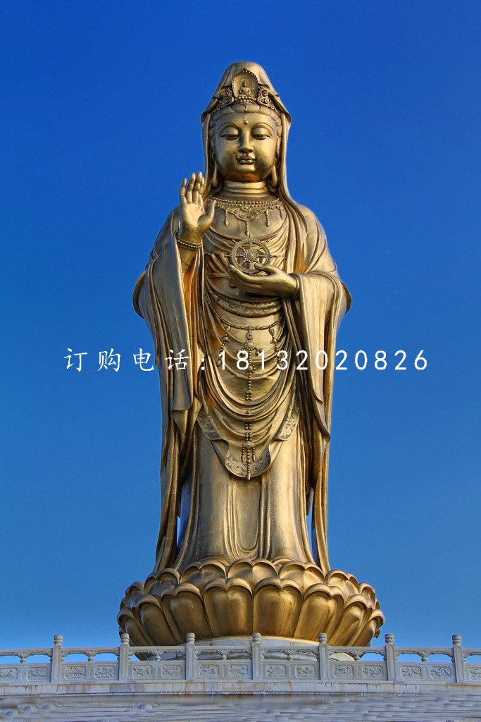 觀世音銅雕，立式觀音銅雕