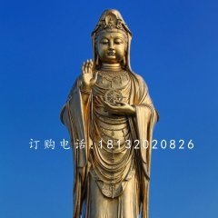 觀世音銅雕，立式觀音銅雕