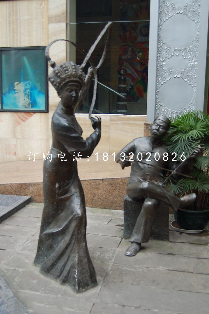 唱戲銅雕,街頭小品銅雕
