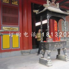 銅雕香爐，寺廟方形香爐銅雕