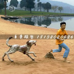 小男孩與狗雕塑，玻璃鋼仿真雕塑