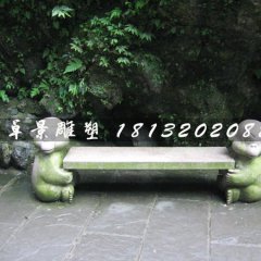 小猴造型長椅石雕，公園石椅子