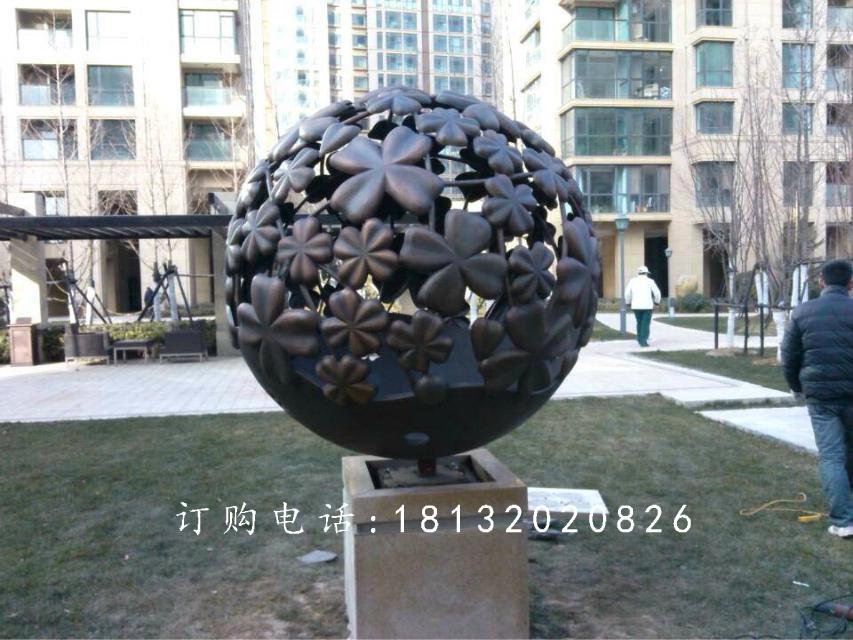 銅雕鏤空球雕塑，公園景觀雕塑