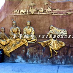 少數(shù)民族跳舞浮雕，廣場(chǎng)鍛銅浮雕