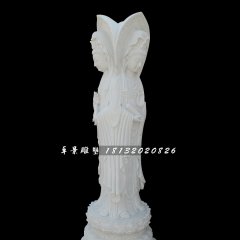 漢白玉三面觀音，立式佛像
