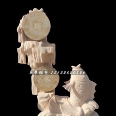 晚霞紅噴泉魚，招財魚石雕