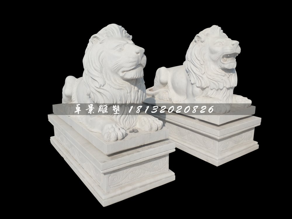 西洋獅石雕，漢白玉獅子雕塑