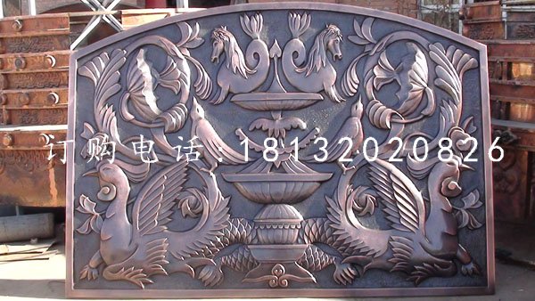 紫銅動(dòng)物浮雕休閑會所銅浮雕