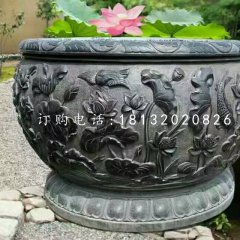 石水缸，荷花魚(yú)浮雕水缸