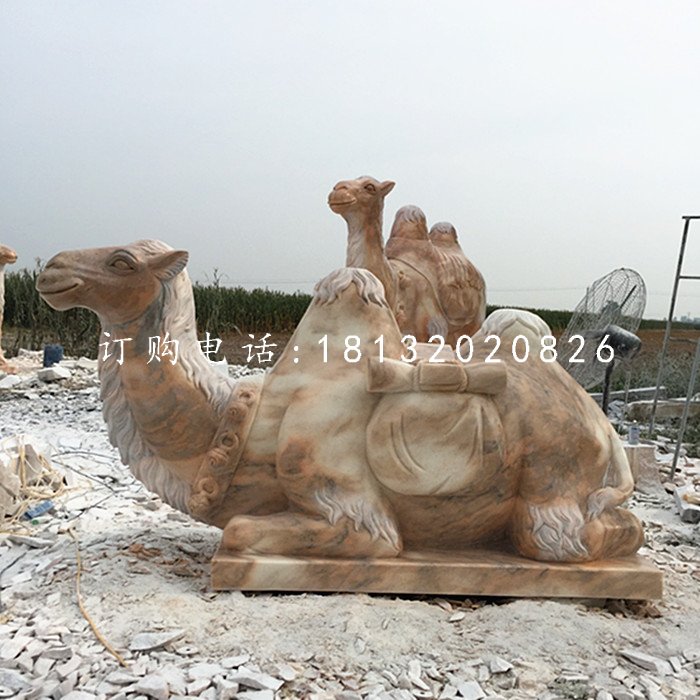 駱駝石雕，晚霞紅動物雕塑