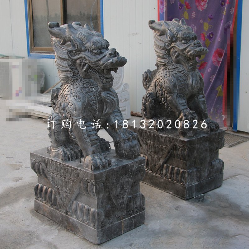 墨玉麒麟石雕，神獸石雕