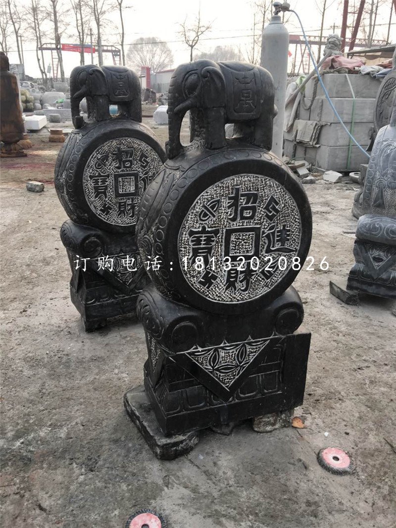 抱鼓石雕塑,小象門墩雕塑