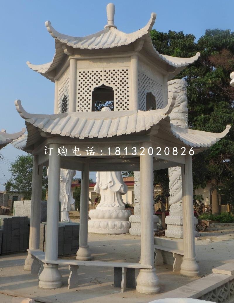大理石涼亭，雙層涼亭石雕